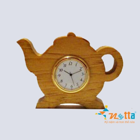 Đồng hồ gỗ hinh ấm